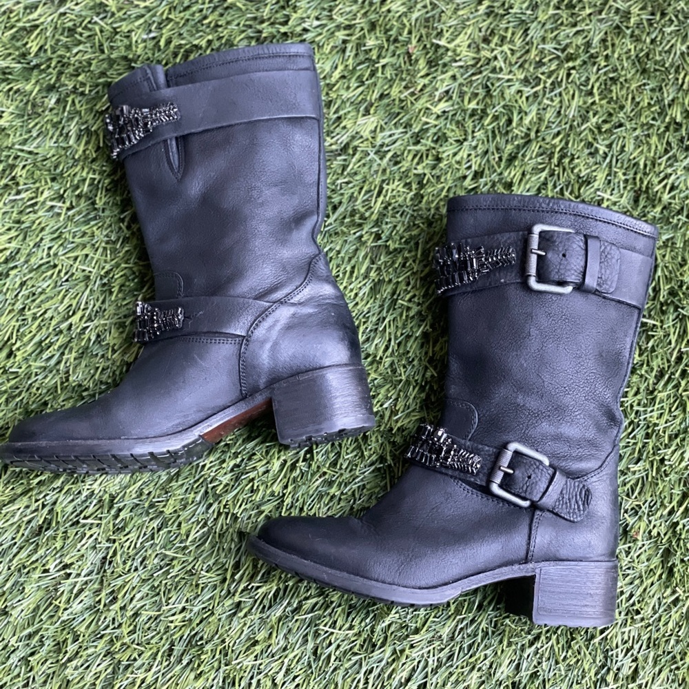 Vera Wang Lavendar jeweled moto boots 5.5M  (35.5 EU) - Picture 4 of 13